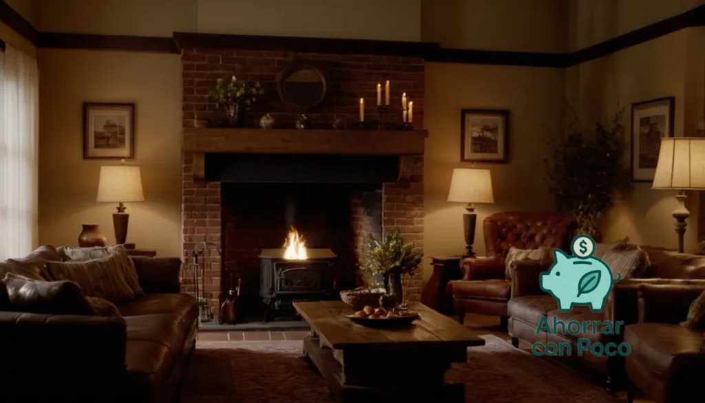 Ahorrar Gastos Reparación Hogar: La imagen debe mostrar una sala de estar cálida y acogedora