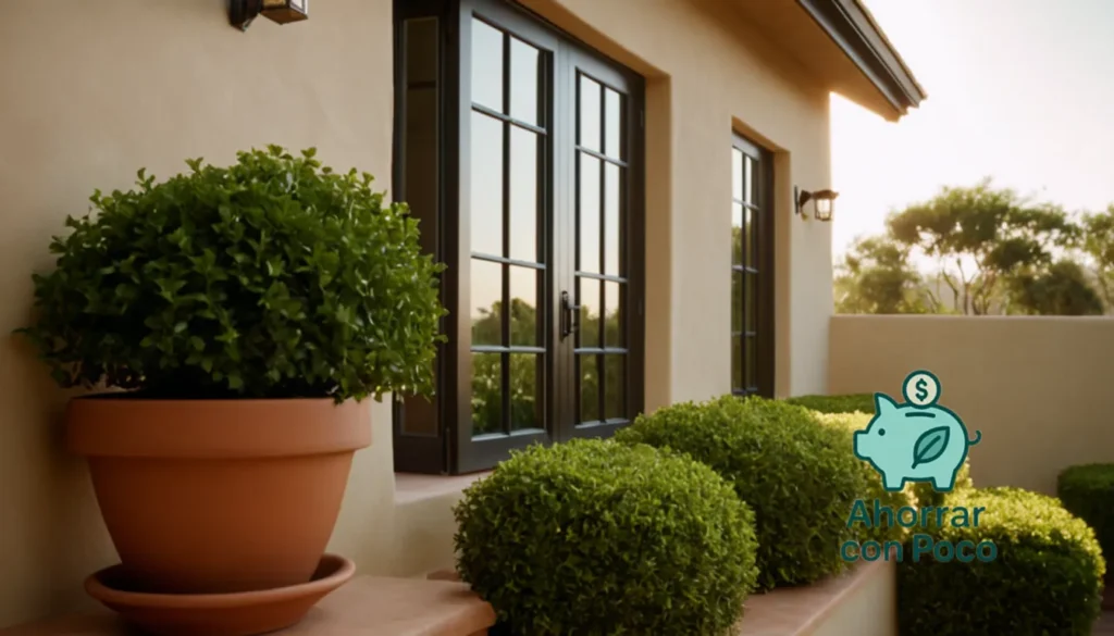 Ahorrina agua y electricidad en casa barata: La imagen debe mostrar un primer plano del exterior de una casa