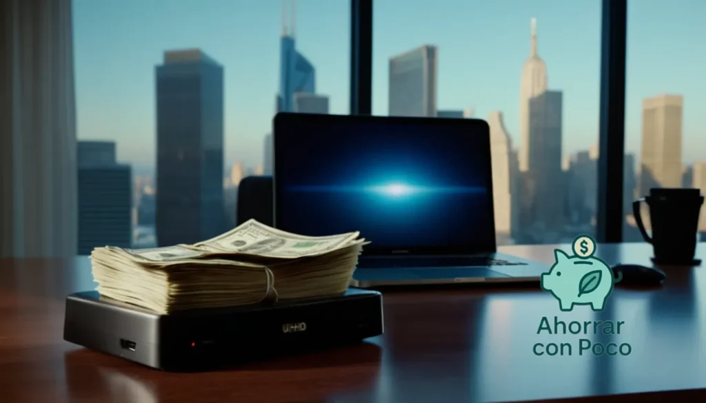 Aplicaciones para gestionar gastos esenciales.: La imagen debe mostrarse: un gran fajo de billetes de US $ 100 apilados sobre un banco de piggy