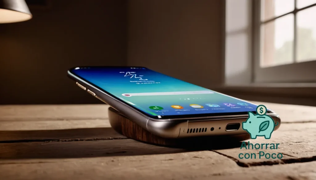 Cómo reducir costos móviles en bajos ingresos: La imagen debe mostrar una toma de primer plano de la mano de una persona agarrando un elegante teléfono celular de tonos plateados (Samsung Galaxy) del modelo 2018