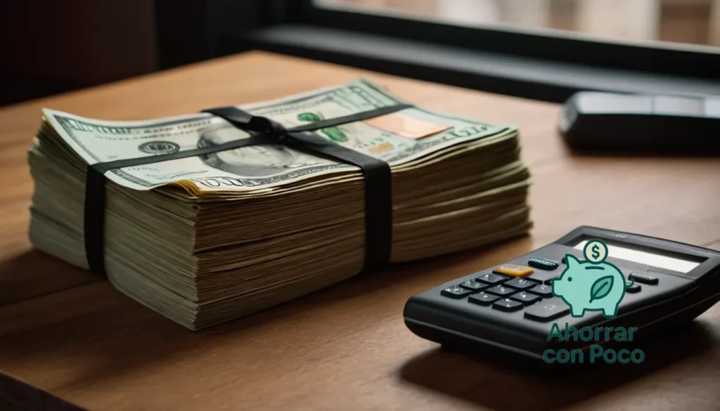 Crear fondo de emergencia a bajo costo: "La imagen debe mostrar una pila bien apilada de billetes de 50 poes de 50 poes bien envueltos