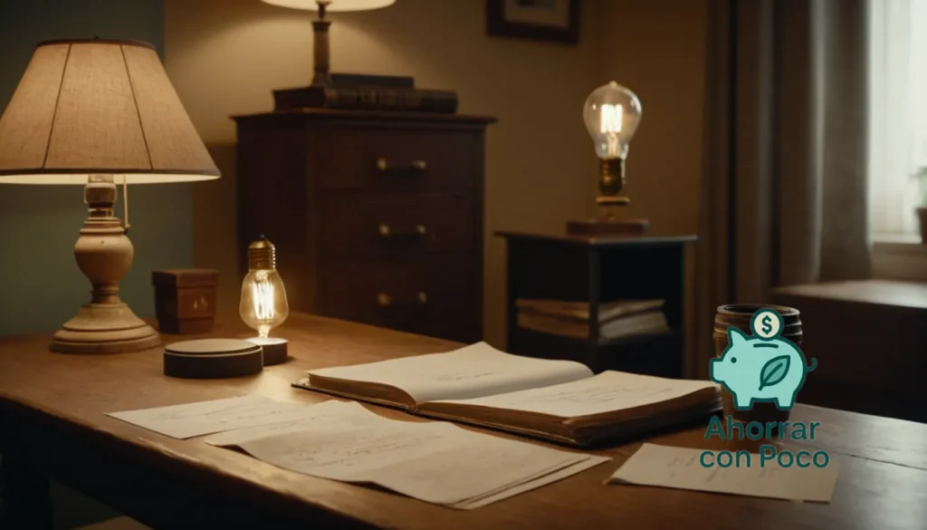 Crear presupuestos basados en bajitos ingresos: La imagen debe mostrarse: un escritorio de madera desgastado de color beige en una sala de estar humilde