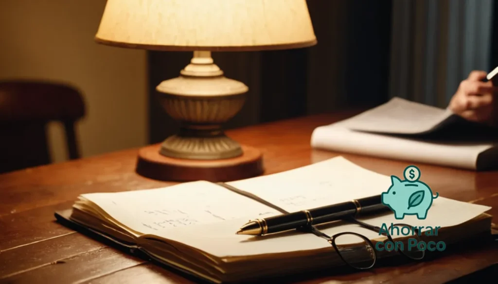 Gestionar Deudas con Presupuesto Limitado: "La imagen debe mostrarse: una persona que sostiene ansiosamente un cuaderno desgastado con registros financieros escritos a mano y planes de pago garabateados