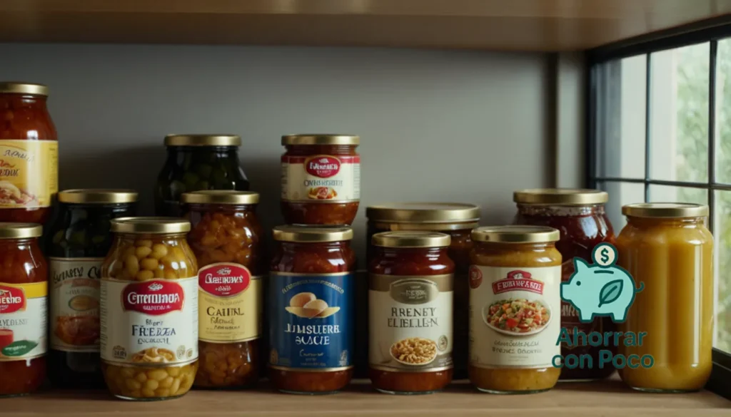 Mejorar el gasto al comprar productos estables.: La imagen debe mostrarse: un primer plano de varios artículos para el hogar