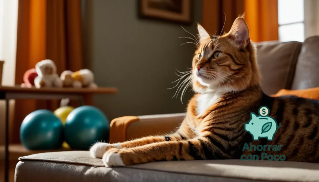 Métodos de ahorro con mascotas: "La imagen debe mostrar una fotografía conmovedora de un gato doméstico