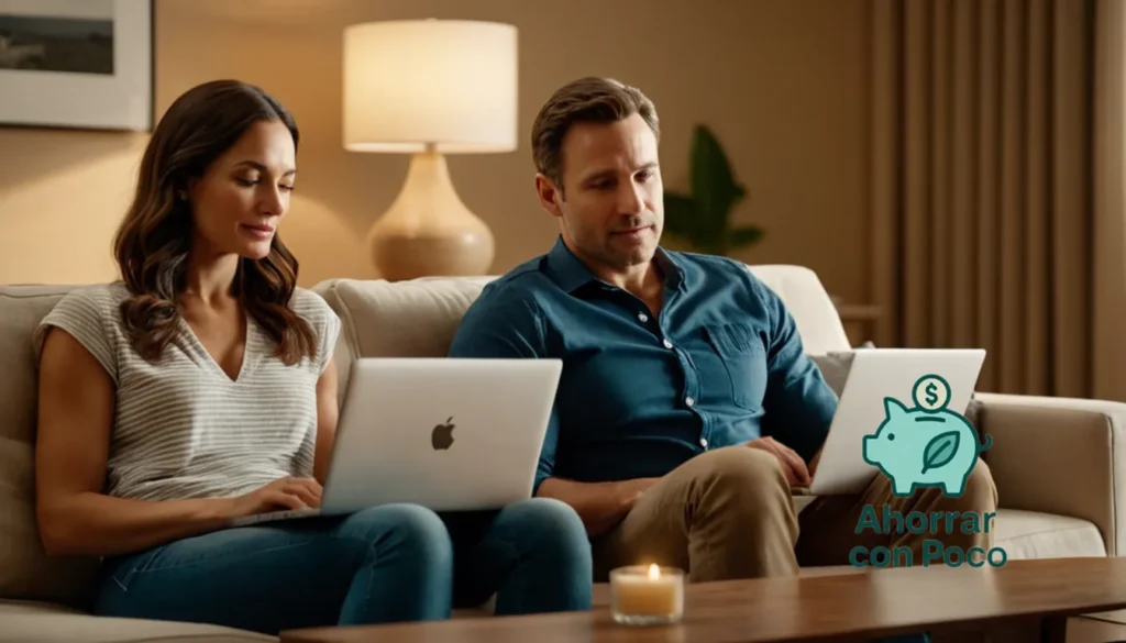 Presupuesto Familiar Simple y Eficiente: La imagen debe mostrarse: una pareja de casados ​​tranquilo de unos 30 años