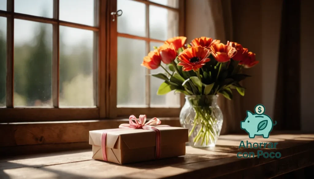 Regalo barato con bajo presupuesto: La imagen debe mostrar un regalo bellamente envuelto