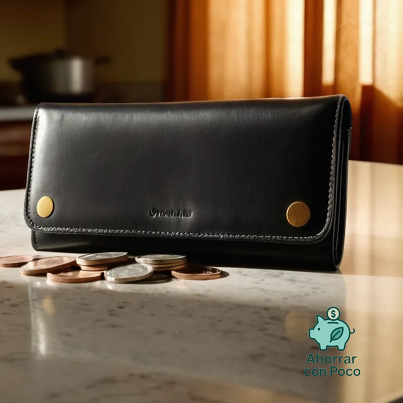 The image should show a close-up of a worn wallet filled to capacity with mixed denominations of coins and crumpled bills, spilled across a Formica kitchen table, in the foreground of a modest one-room apartment's drab background, lit by natural daylight filtering through faded curtains.