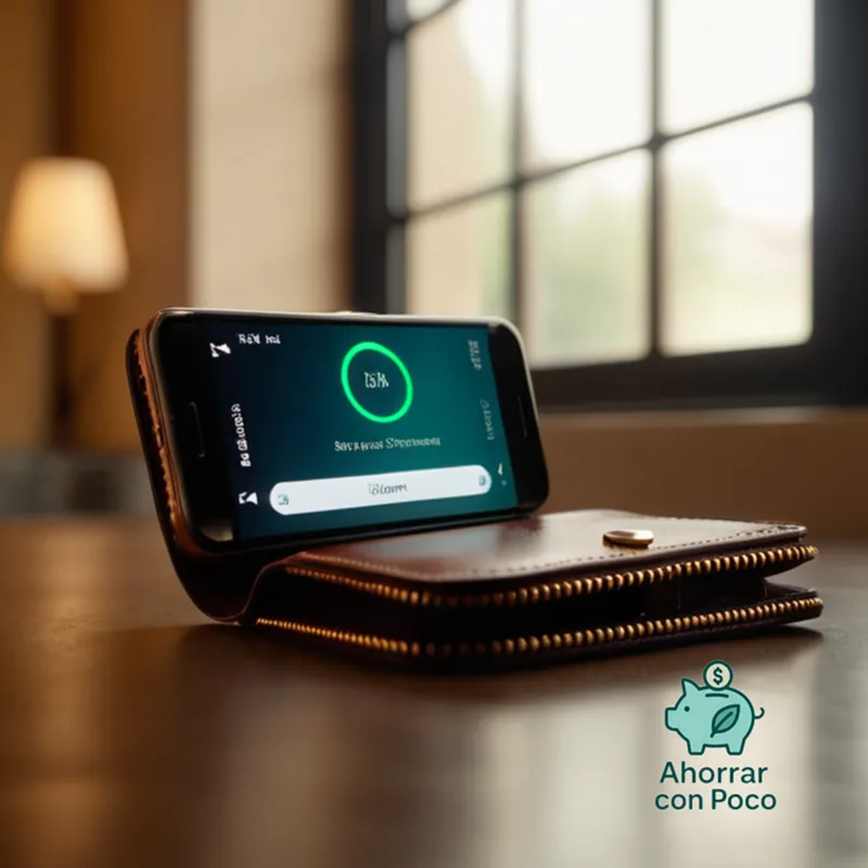 The image should show: a smartphone, nestled in the palm of an older adult's hand, with a worn-out wallet nearby, set against a neutral beige background, illuminated by soft natural light filtering through a window, highlighting the phone's screen displaying a call log.